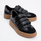 Salva - Black Patterned Velcro Sneaker (Women)