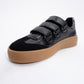 Salva - Black Patterned Velcro Sneaker (Women)