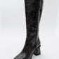 Elly Black Pattern Block Heel Boot (Women)
