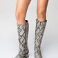 Elly Black White Pattern Block Heel Boot (Women)