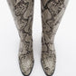 Elly Black White Pattern Block Heel Boot (Women)