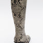Elly Black White Pattern Block Heel Boot (Women)