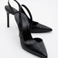 Twine - Black Patterned Heeled Shoe (Women)