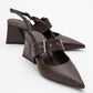 Nepido - Cognac Pointed Toe Backless Block Heel Shoe (Women)