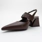 Nepido - Cognac Pointed Toe Backless Block Heel Shoe (Women)