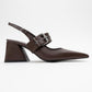 Nepido - Cognac Pointed Toe Backless Block Heel Shoe (Women)