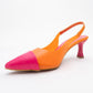 Moore - Orange-Fuchsia Transparent Open Back Pointed Toe Pump (Women)