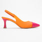 Moore - Orange-Fuchsia Transparent Open Back Pointed Toe Pump (Women)