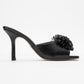Shana Black Floral Stiletto Heel Mule (Woman)
