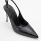 Chica - Black Patterned Backless Pointed High Heel (Women)
