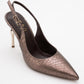 Chica - Bronze Patterned Backless Pointed High Heel (Women)