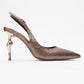 Chica - Bronze Patterned Backless Pointed High Heel (Women)