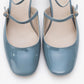 Emly - Blue Patent Round Toe Low Heel Shoe (Women)