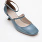 Emly - Blue Patent Round Toe Low Heel Shoe (Women)