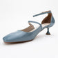 Emly - Blue Patent Round Toe Low Heel Shoe (Women)