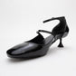 Emly - Black Square Toe Low Heel Shoe (Women)