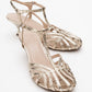 Felip - Gold Patterned Strappy Low Heel Sandal (Women)