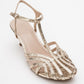 Felip - Gold Patterned Strappy Low Heel Sandal (Women)