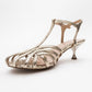 Felip - Gold Patterned Strappy Low Heel Sandal (Women)
