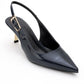 Arty - Navy Patent Buckled Pointed Toe Slingback Stiletto (Women)