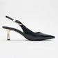 Arty - Navy Patent Buckled Pointed Toe Slingback Stiletto (Women)