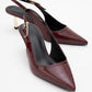 Arty - Burgundy Patent Pointed Toe Slingback Stiletto (Women)