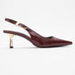 Arty - Burgundy Patent Pointed Toe Slingback Stiletto (Women)
