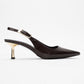 Arty - Brown Patent Pointed Toe Slingback Stiletto (Women)