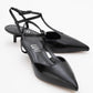Asher - Black Pointed Toe Open Back Low Heel Shoe (Women)