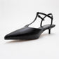 Asher - Black Pointed Toe Open Back Low Heel Shoe (Women)