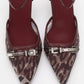 Giorno - Burgundy Patterned Mesh Ankle-Strap Stiletto (Women)