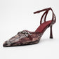 Giorno - Burgundy Patterned Mesh Ankle-Strap Stiletto (Women)