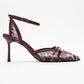 Giorno - Burgundy Patterned Mesh Ankle-Strap Stiletto (Women)