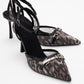 Giorno - Black Patterned Mesh Ankle-Strap Stiletto (Women)