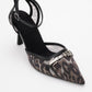Giorno - Black Patterned Mesh Ankle-Strap Stiletto (Women)