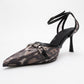 Giorno - Black Patterned Mesh Ankle-Strap Stiletto (Women)