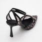 Giorno - Black Patterned Mesh Ankle-Strap Stiletto (Women)