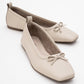 Sosa - Light Beige Leather Ballet Flats (Women)