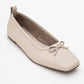 Sosa - Light Beige Leather Ballet Flats (Women)
