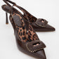 Spera - Brown Patterned Buckle Slingback Stiletto (Women)