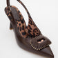 Spera - Brown Patterned Buckle Slingback Stiletto (Women)
