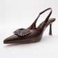 Spera - Brown Patterned Buckle Slingback Stiletto (Women)