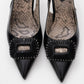 Spera - Black Patterned Buckle Slingback Stiletto (Women)