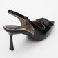 Spera - Black Patterned Buckle Slingback Stiletto (Women)