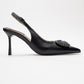 Spera - Black Patterned Buckle Slingback Stiletto (Women)