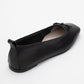 Sosa - Black Genuine Leather Square-Toe Bow Ballet Flat (Women)