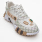 Vero - White Patterned Jeweled Sneaker (Women)