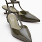 Asher - Khaki Pointed Toe Backless Short Heel Shoe (Women)