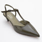 Asher - Khaki Pointed Toe Backless Short Heel Shoe (Women)