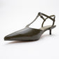 Asher - Khaki Pointed Toe Backless Short Heel Shoe (Women)